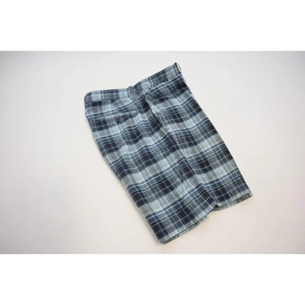 Eddie Bauer Linen Blend Shorts Relaxed Plaid Outdoors Hiking Camp‎ Mens Size 35